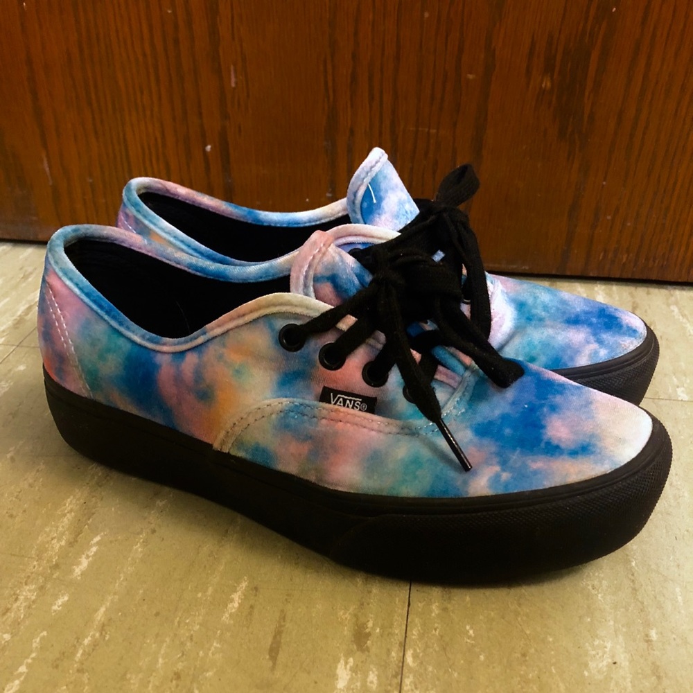 Vans Velvet Tie-Dye Black Sole Platform Creepers